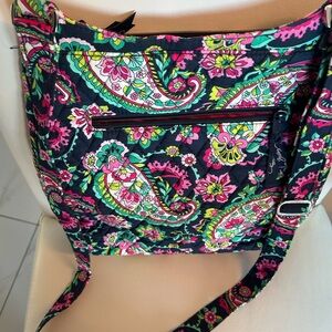 Vera Bradley Vibrant Paisley Crossbody Bag - Pink and Green